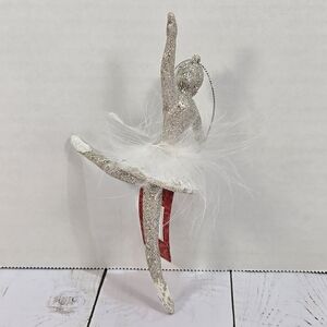 Holiday Inspirations Glitter Feathers Dancing Ballerina Christmas Ornament